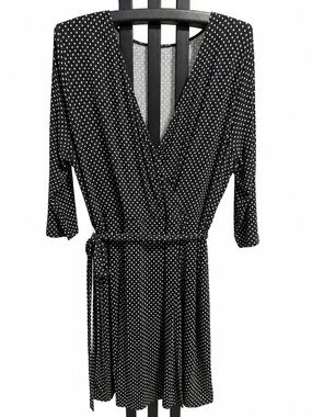 Black Polka Dot Wrap Dress